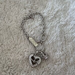 Y2K 2003 Brand New Juicy Couture Silver Heart and Crown Charm Bracelet